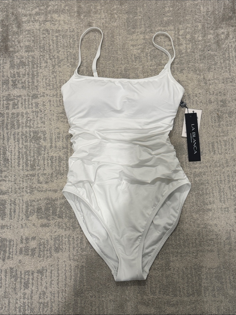 La Blanca White Ruched One-Piece Swimwear